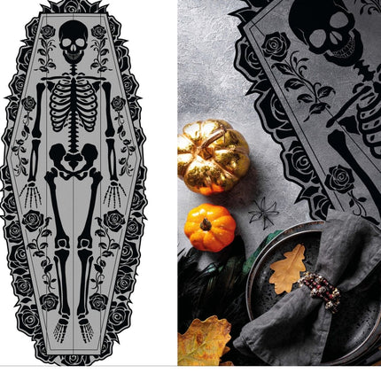 Halloween Tafelloper Skelet 1,83m van Fiestas Guirca koop je bij Partywinkel