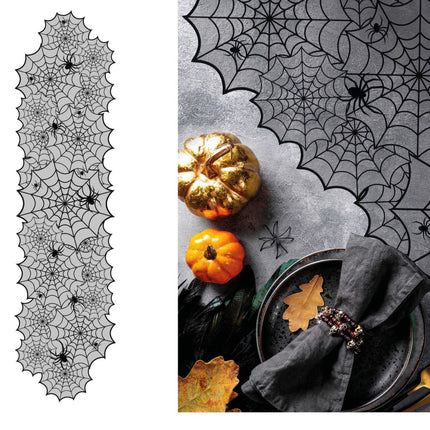 Halloween Tafelloper Spinnenweb 1,83m van Fiestas Guirca koop je bij Partywinkel