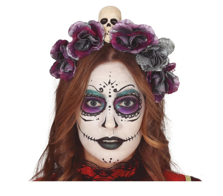 Halloween Tiara Bloemen Grijs van Fiestas Guirca koop je bij Partywinkel