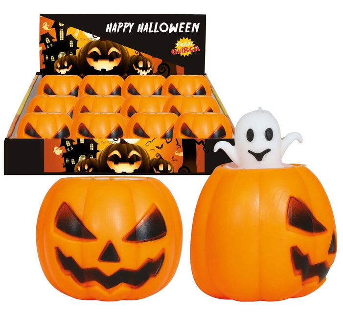 Halloween Uitdeelcadeautjes Spook Pompoenen 5cm 12st van Fiestas Guirca koop je bij Partywinkel