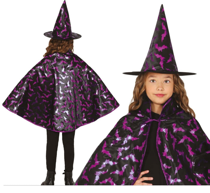 Halloween Verkleedset Kind Heksen Cape En Hoed 50cm van Fiestas Guirca koop je bij Partywinkel