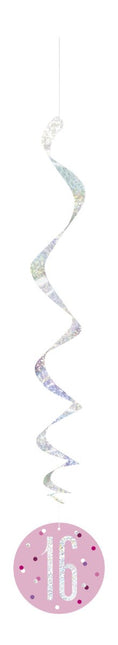 Hangdecoratie 16 Jaar Roze 81cm 6st van Unique koop je bij Partywinkel