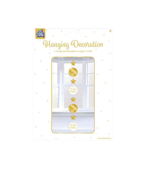 Hangdecoratie 25 Jaar Goud Wit 20,5cm van Paper Dreams koop je bij Partywinkel