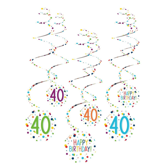 Hangdecoratie 40 Jaar Happy Birthday Confetti 61cm 6st van Riethmueller koop je bij Partywinkel
