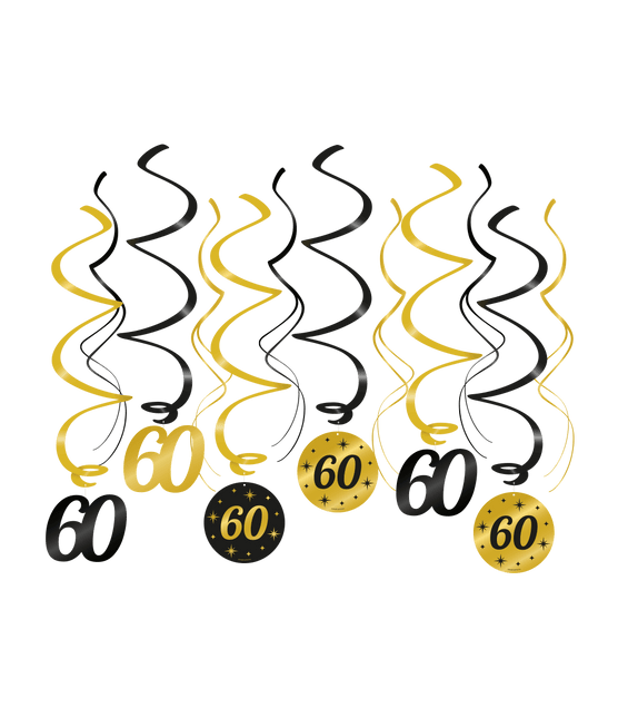 Hangdecoratie 60 Jaar 14cm 12st van Paper Dreams koop je bij Partywinkel