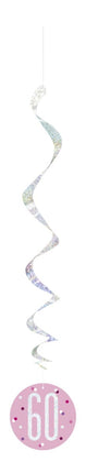 Hangdecoratie 60 Jaar Roze 81cm 6st van Unique koop je bij Partywinkel