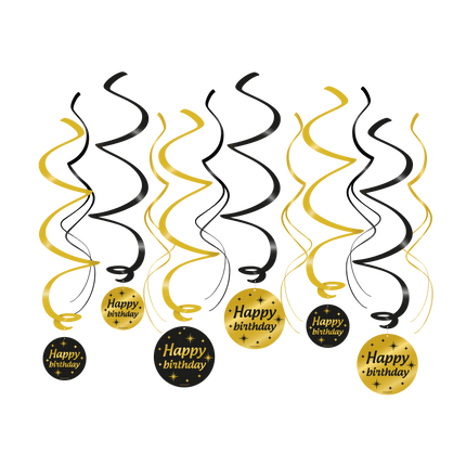 Hangdecoratie Happy Birthday 14cm 12st van Paper Dreams koop je bij Partywinkel