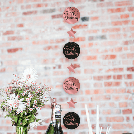 Hangdecoratie Happy Birthday Roze Zwart 20,5cm van Paper Dreams koop je bij Partywinkel