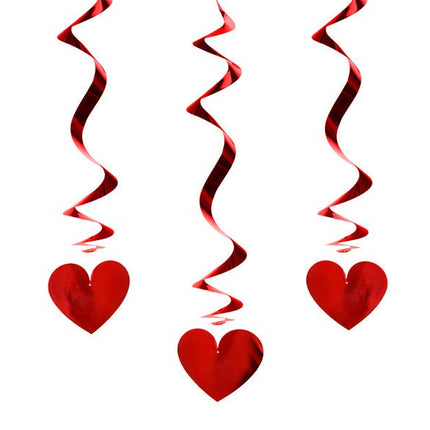 Hangdecoratie Hartjes Rood 60cm 3st van Partydeco koop je bij Partywinkel