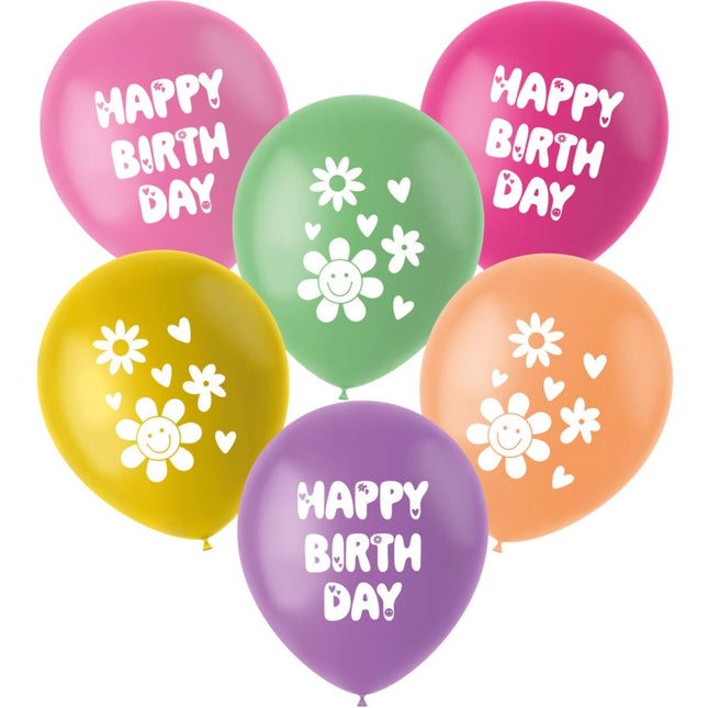 Happy Birthday Ballonnen Emoij Leeg 33cm 6st van Folat koop je bij Partywinkel