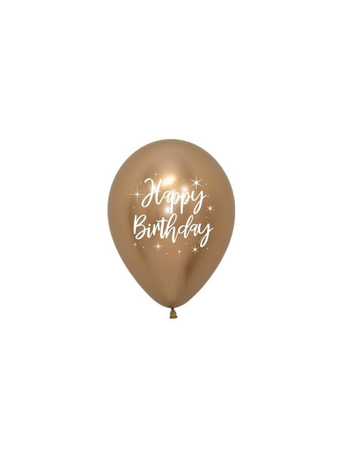 Happy Birthday Ballonnen Gekleurd Metallic 12cm 50st van Sempertex koop je bij Partywinkel