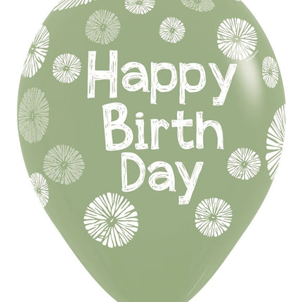 Happy Birthday Ballonnen Groen 30cm 25st van Sempertex koop je bij Partywinkel