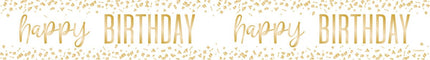 Happy Birthday Banner Goud 2,74m van Unique koop je bij Partywinkel