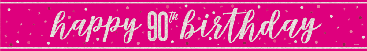 Happy Birthday Banner Roze 90 Jaar 2,75m van Unique koop je bij Partywinkel