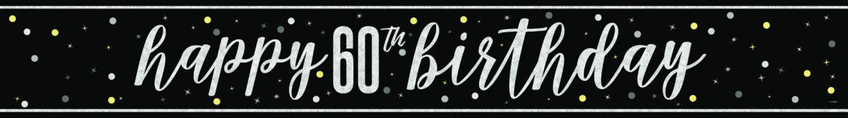 Happy Birthday Banner Zwart 60 Jaar 2,74m van Unique koop je bij Partywinkel