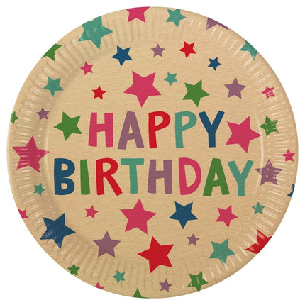 Happy Birthday Borden Kraft Papier 23cm 8st van Procos koop je bij Partywinkel