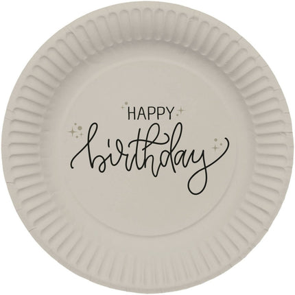 Happy Birthday Borden Zwart 23cm 8st van Folat koop je bij Partywinkel