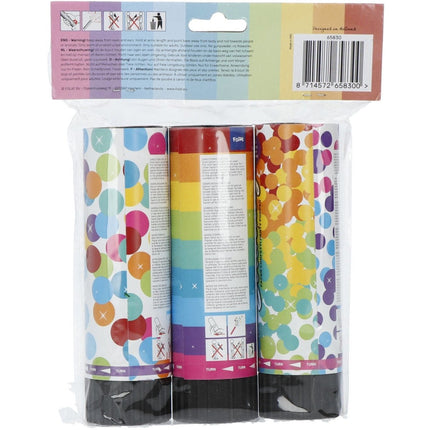 Happy Birthday Confetti Kanonnen 15cm 3st van Folat koop je bij Partywinkel