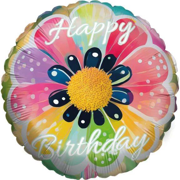 Happy Birthday Helium Ballon Gekleurd Bloem Leeg 45cm van VDV Benefit koop je bij Partywinkel
