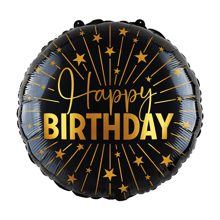 Happy Birthday Helium Ballon Zwart Goud Folie Leeg 45cm van WeFiesta koop je bij Partywinkel