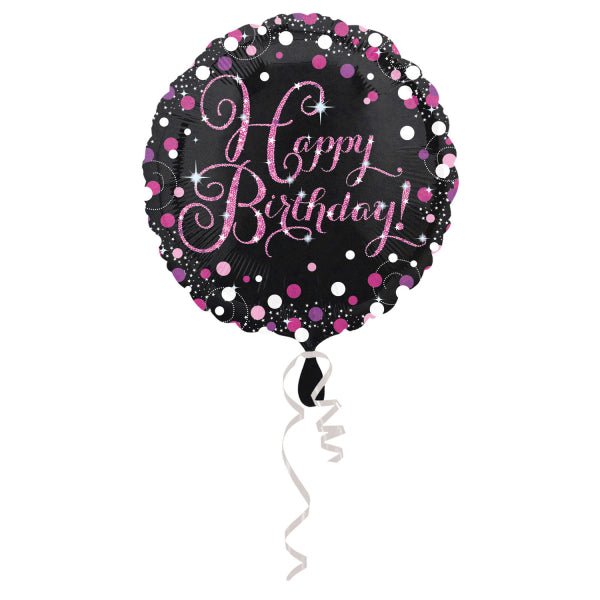 Happy Birthday Helium Ballon Zwart Roze Leeg 45cm van Riethmueller koop je bij Partywinkel