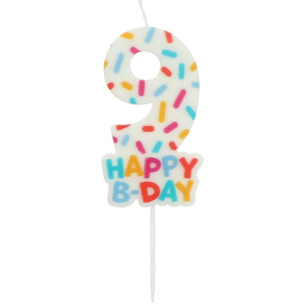 Happy Birthday Kaars 9 Jaar 7cm van Folat koop je bij Partywinkel