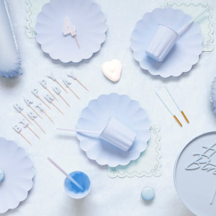 Happy Birthday Kaars Lichtblauw 13st van Partydeco koop je bij Partywinkel
