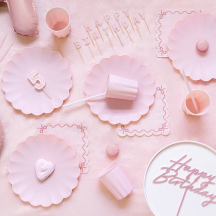 Happy Birthday Kaars Roze 13st van Partydeco koop je bij Partywinkel