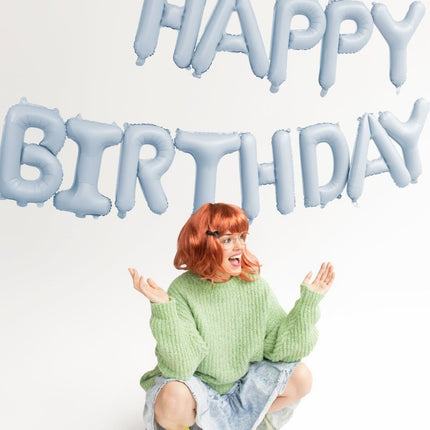 Happy Birthday Letter Ballon Blauw 3,4m van Partydeco koop je bij Partywinkel