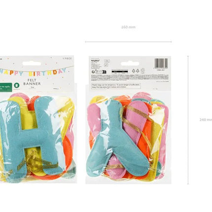 Happy Birthday Letterslinger Gekleurd Vilt 3m van Partydeco koop je bij Partywinkel