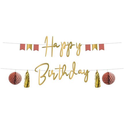 Happy Birthday Letterslinger Golden Dusk 1,5m van Folat koop je bij Partywinkel