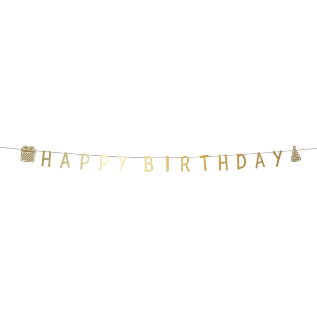 Happy Birthday Letterslinger Goud 2m van Folat koop je bij Partywinkel