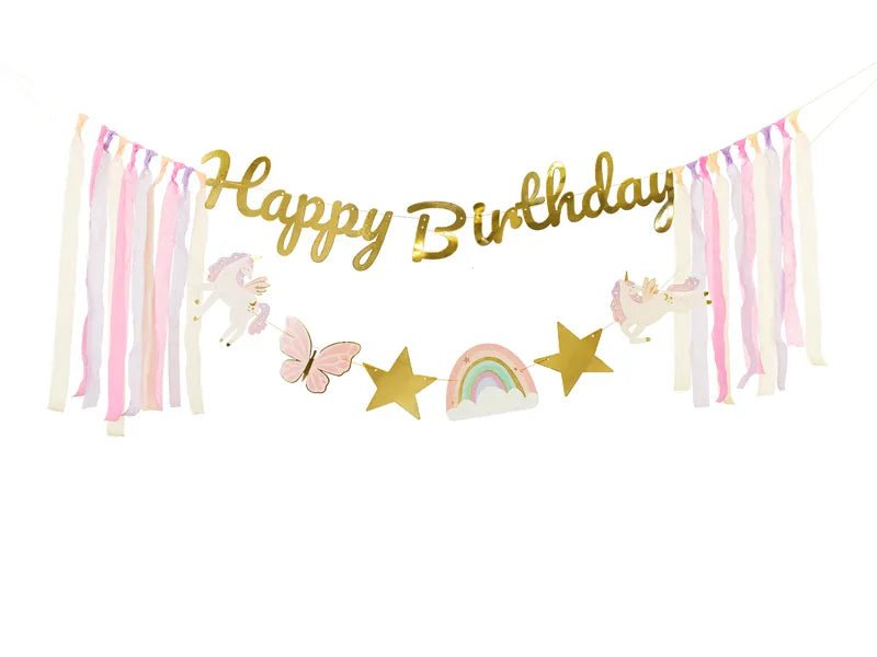Happy Birthday Letterslinger Unicorn 2,3m van Partydeco koop je bij Partywinkel