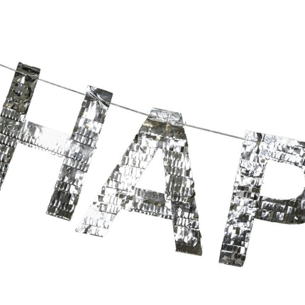 Happy Birthday Letterslinger Zilver 2,2m van Partydeco koop je bij Partywinkel