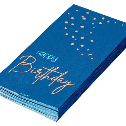 Happy Birthday Servetten Blauw 33cm 10st van Folat koop je bij Partywinkel
