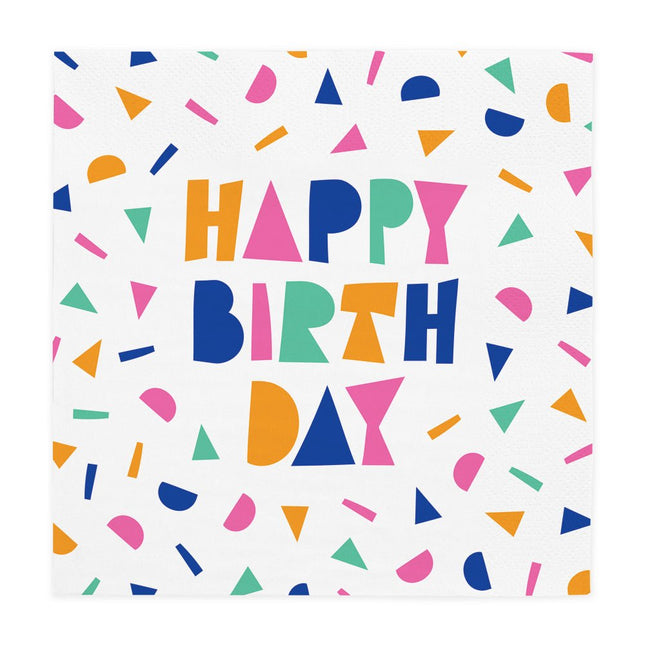 Happy Birthday Servetten Confetti 33cm 20st van WeFiesta koop je bij Partywinkel