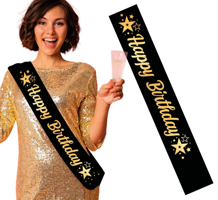 Happy Birthday Sjerp Zwart Goud van Fiestas Guirca koop je bij Partywinkel