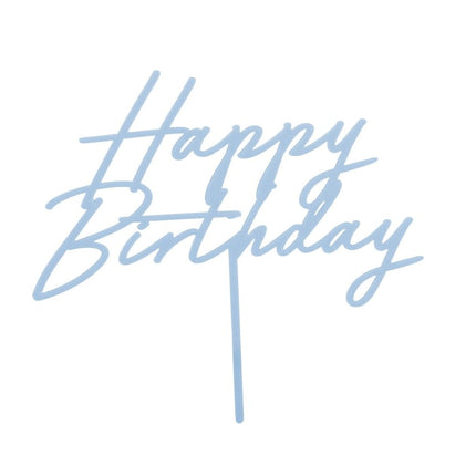 Happy Birthday Taarttopper Blauw 16,5cm van Partydeco koop je bij Partywinkel