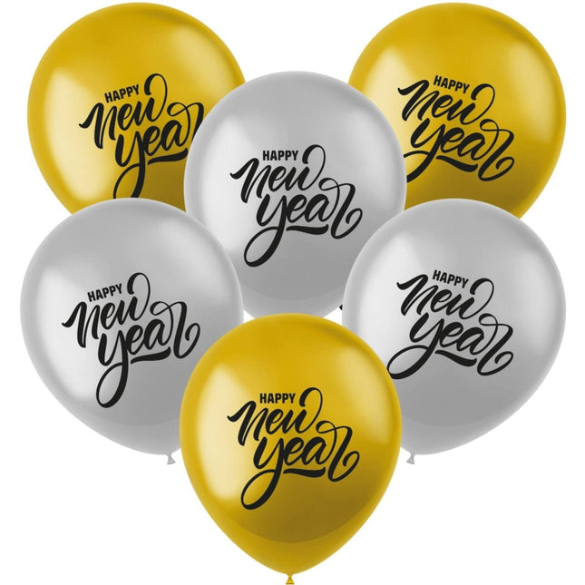Happy New Year Ballonnen 33cm 6st van Folat koop je bij Partywinkel
