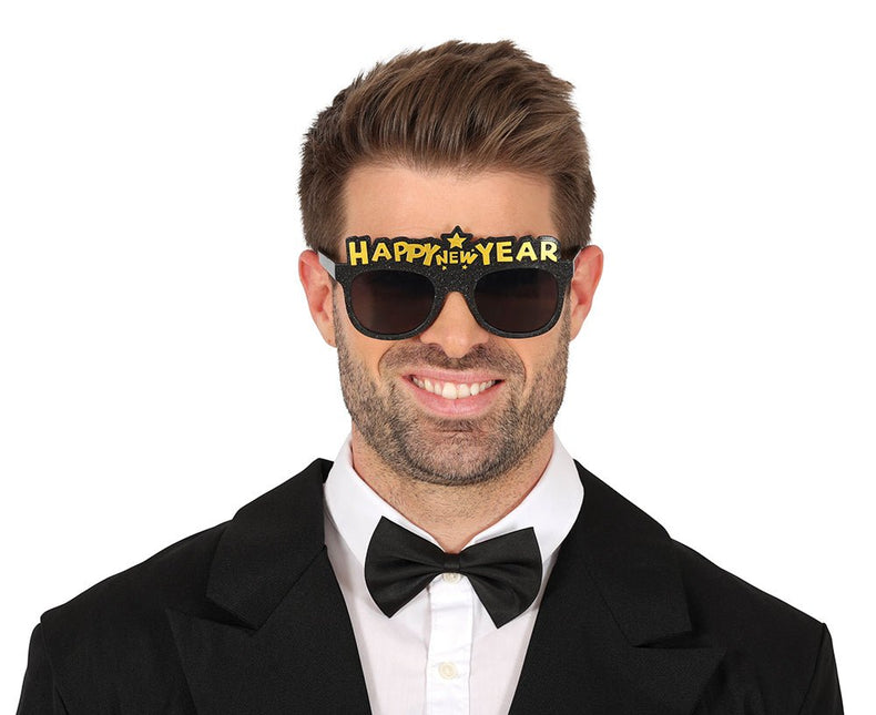 Happy New Year Bril Zwart Goud van Fiestas Guirca koop je bij Partywinkel
