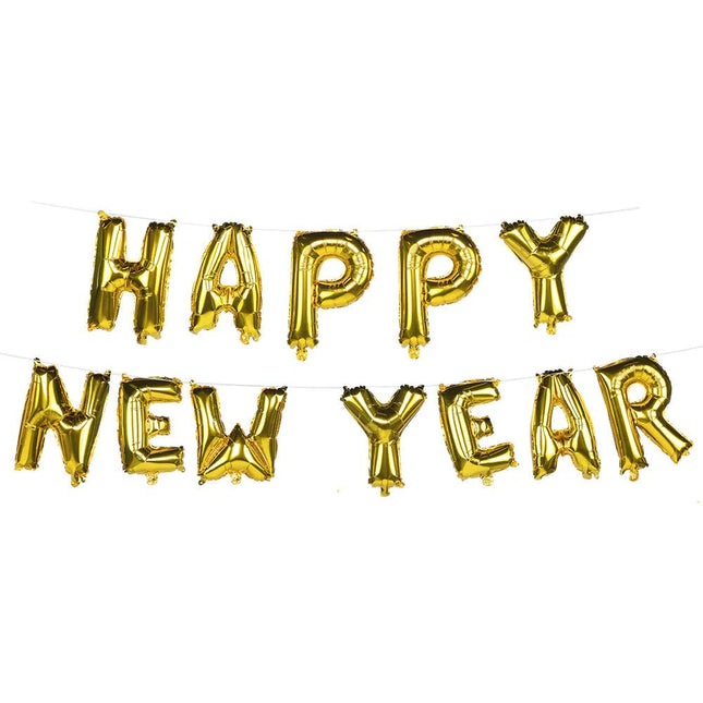 Happy New Year Letterslinger Folie Ballonnen 8m van Boland koop je bij Partywinkel