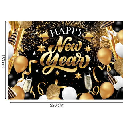 Happy New Year Wanddecoratie 2,2m van Fiestas Guirca koop je bij Partywinkel