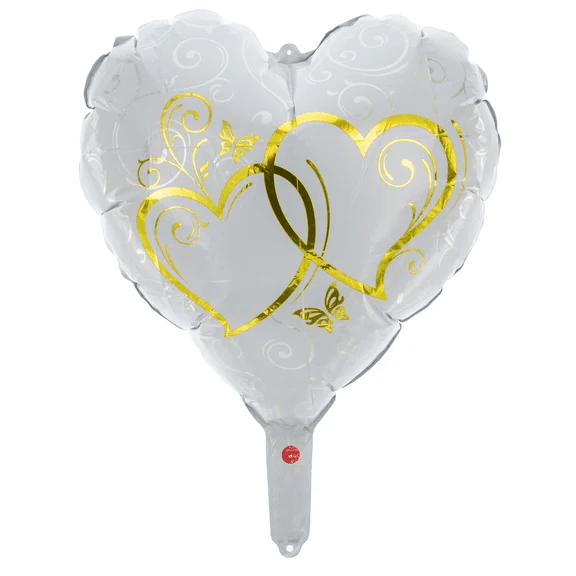 Hart Helium Ballon Wit Goud Leeg 45cm van VDV Benefit koop je bij Partywinkel