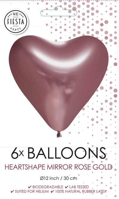 Hartjes Ballonnen Rose Goud 30cm 6st van WeFiesta koop je bij Partywinkel