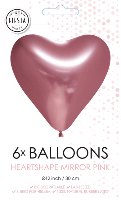 Hartjes Ballonnen Roze 30cm 6st van WeFiesta koop je bij Partywinkel