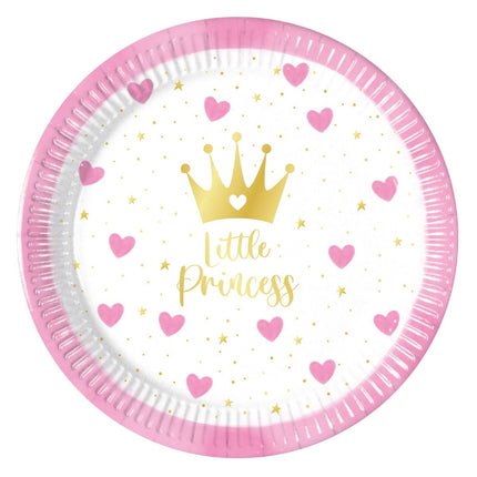 Hartjes Borden Little Princess 20cm 8st van Procos koop je bij Partywinkel
