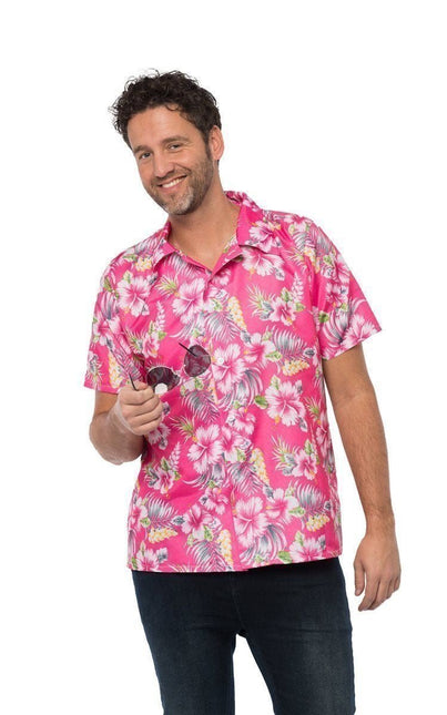 Hawai Shirt Roze van Partychimp koop je bij Partywinkel