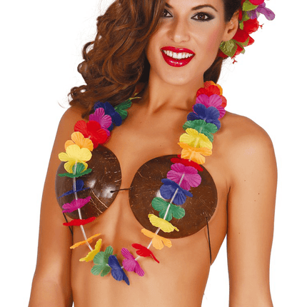 Hawaii Ketting Gekleurd 50cm van Fiestas Guirca koop je bij Partywinkel