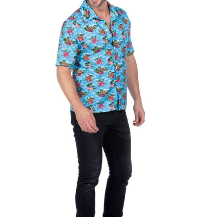 Hawaii Blouse Lichtblauw Heren van Wilbers & Wilbers koop je bij Partywinkel
