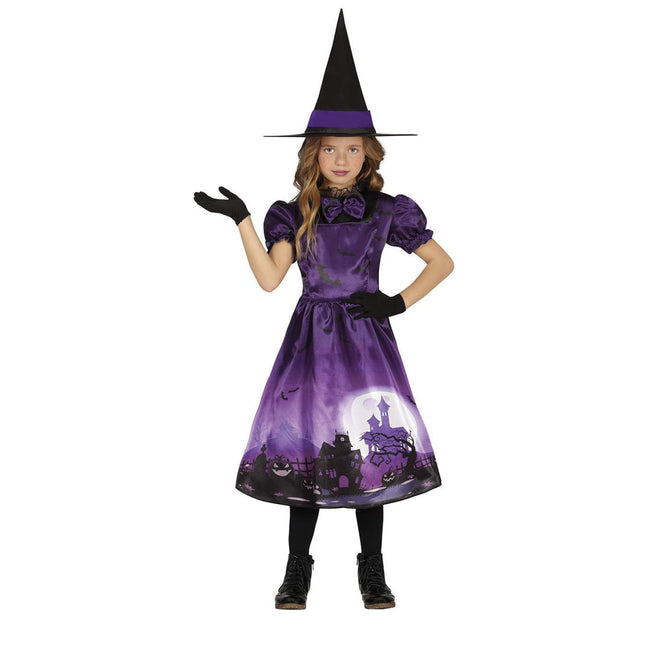 Heks Halloween Jurk Meisje Paars van Fiestas Guirca koop je bij Partywinkel